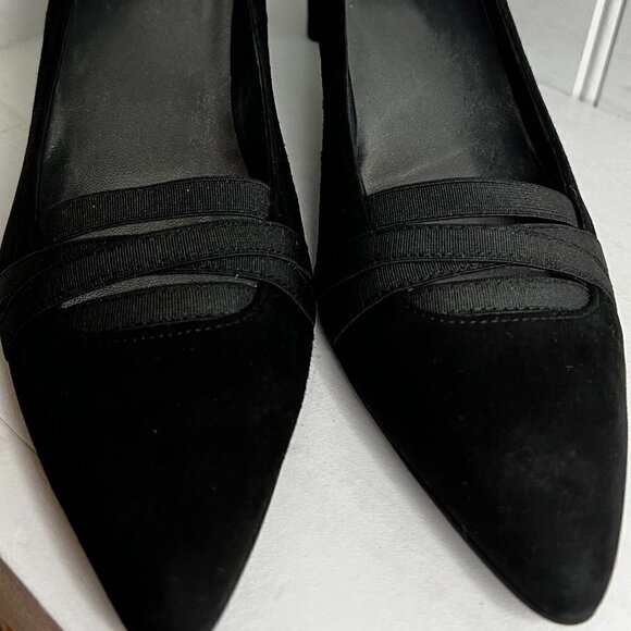 Stuart Weitzman Black Pointed Toe Suede Kitten Heel  Pumps Size 9.5 - Picture 1 of 8